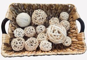 Wicker Rattan Decorative Balls 15 Piece Set